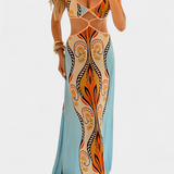 Sytella Vestido Cut-Out con Estampado Abstracto y Espalda Descubierta