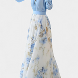 Eliane Vestido Largo con Estampado Floral y Escote Profundo