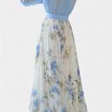 Eliane Vestido Largo con Estampado Floral y Escote Profundo