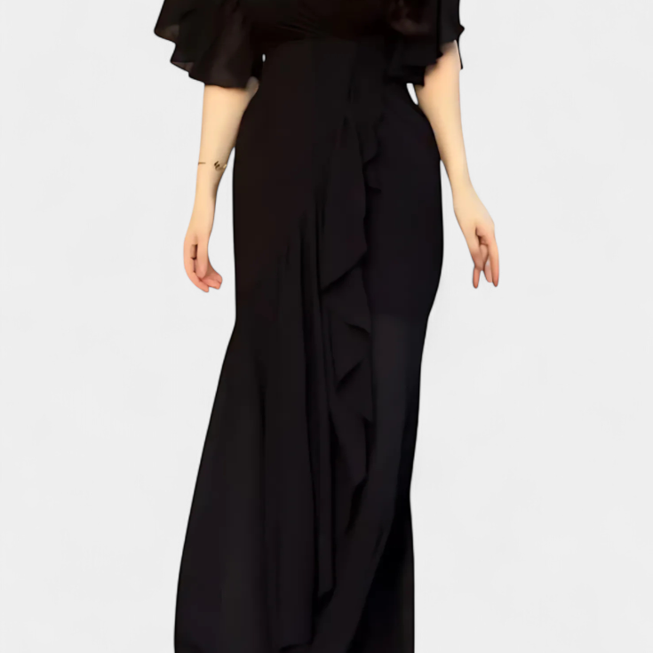 Sima Vestido Cruzado Estampado con Escote en V y Mangas Acampanadas