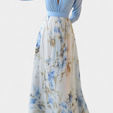 Eliane Vestido Largo con Estampado Floral y Escote Profundo