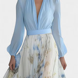 Eliane Vestido Largo con Estampado Floral y Escote Profundo