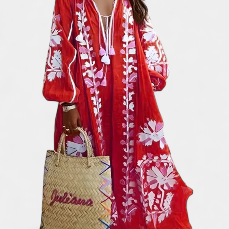 Alessia Vestido Floral de Manga Larga y Estilo Bohemio