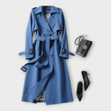 Estilo Clásico Trench Coat Largo Con Cinturón Atemporal