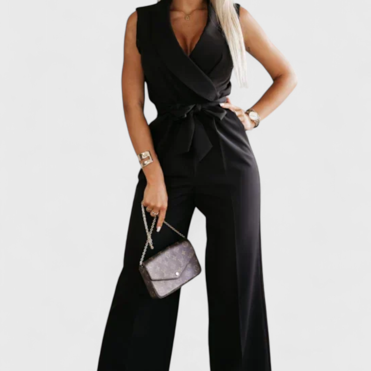 Montserrat Mono Elegante sin Mangas con Lazo y Caída Fluida