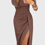 Alexa Vestido Maxi con Hombros Descubiertos y Abertura Sutil