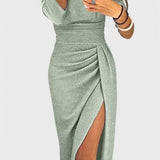 Alexa Vestido Maxi con Hombros Descubiertos y Abertura Sutil