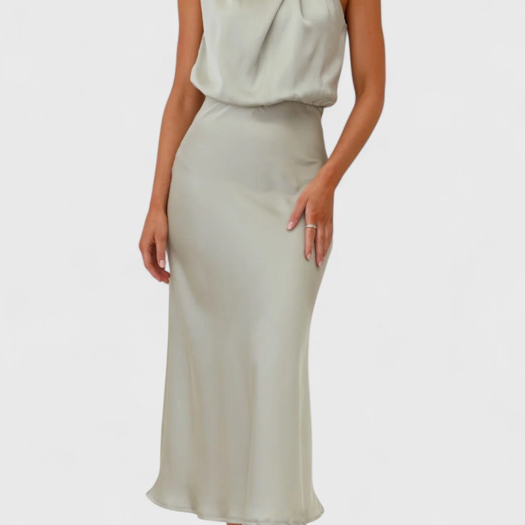 Rina Vestido Elegante de Cuello Halter Drapeado