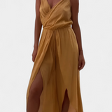 Donatila Mono de Algodón Lavado con Aberturas Laterales y Escote Cruzado