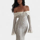 Rosalie Vestido Maxi Off-Shoulder de Encaje