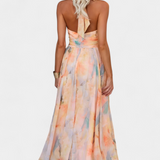 Alaia Vestido con Estampado Aquarelle y Cuello Halter