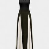 Catalina Vestido Maxi Bicolor de Tirantes Finos