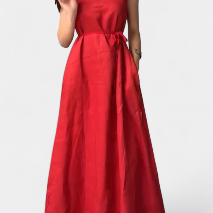 Rosetta Vestido Suave sin Mangas con Lazo Ajustable