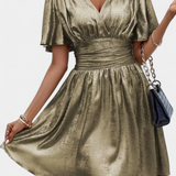 Adalee Vestido de Dama con Escote en V y Cintura Cruzada