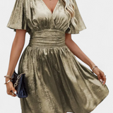 Adalee Vestido de Dama con Escote en V y Cintura Cruzada