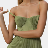 Ottilie Vestido de Chiffon Plisado con Corsé Esculpido y Escote Corazón