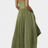 Ottilie Vestido de Chiffon Plisado con Corsé Esculpido y Escote Corazón