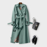 Estilo Clásico Trench Coat Largo Con Cinturón Atemporal