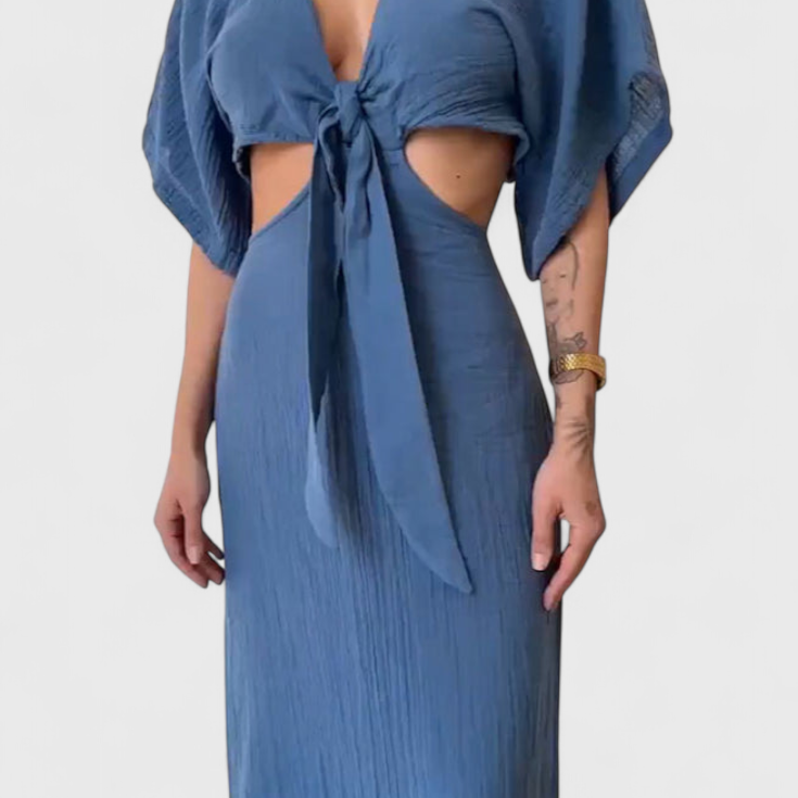 Myra Vestido Fluido con Lazo Frontal y Cut-Outs