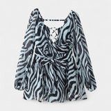 Skylar Vestido Mini con Escote en V y Mangas Ligeras