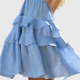 Vianey Vestido Mini de Algodón y Lino Sin Espalda