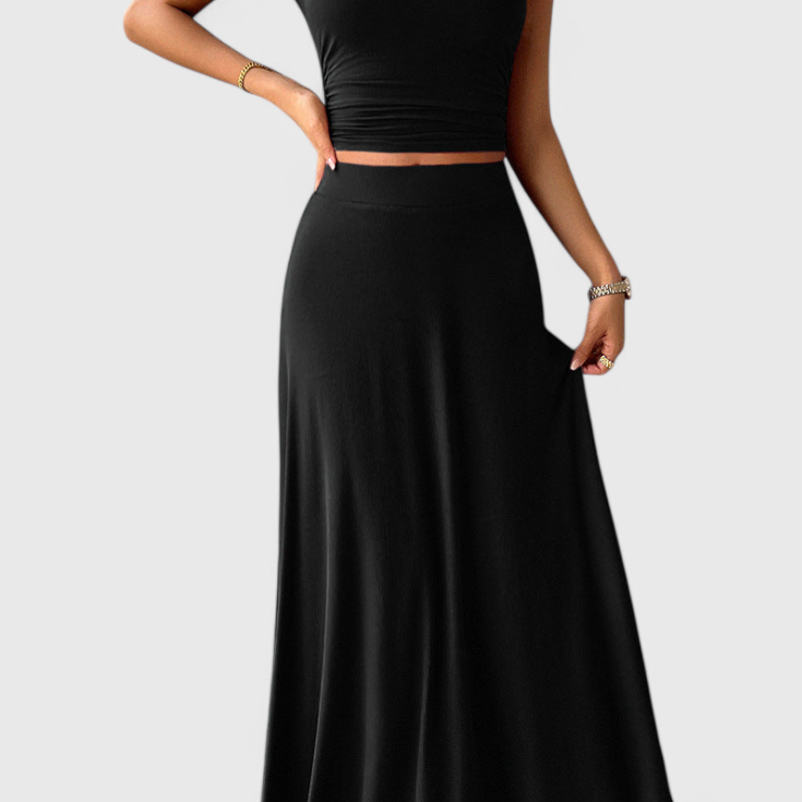 Anastasia Top Corto Fruncido & Falda Fluida a Juego