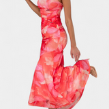 Abigail Vestido Largo de Floral con Una Sola Manga