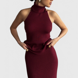 Rhea Vestido Midi de Canalé Sin Espalda