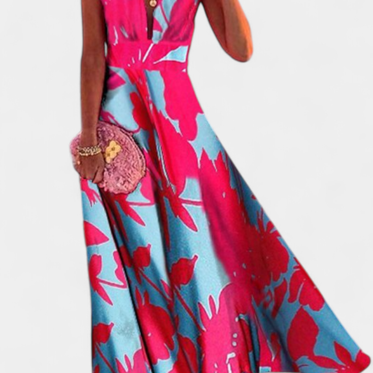 Salma Vestido A Línea con Estampado Minimalista y Cuello en V