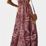 Saira Vestido Vintage con Estampado Floral y Cintura Alta