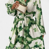 María Vestido Maxi de Manga Larga con Escote en V