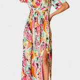 Yuki Vestido Boho con Escote en V y Tie-Dye