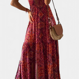 Saira Vestido Vintage con Estampado Floral y Cintura Alta