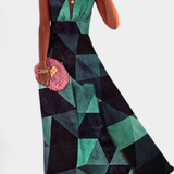 Salma Vestido A Línea con Estampado Minimalista y Cuello en V