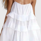 Vianey Vestido Mini de Algodón y Lino Sin Espalda