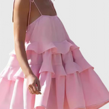 Vianey Vestido Mini de Algodón y Lino Sin Espalda