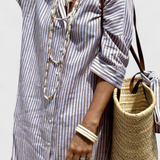 Sherlyn Vestido Camisero de Rayas con Estilo Atemporal