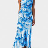 Abigail Vestido Largo de Floral con Una Sola Manga