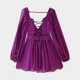 Skylar Vestido Mini con Escote en V y Mangas Ligeras