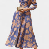 Samaria Vestido Midi de Botones con Cuello Floral