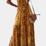 Saira Vestido Vintage con Estampado Floral y Cintura Alta