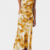 Abigail Vestido Largo de Floral con Una Sola Manga