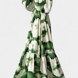 María Vestido Maxi de Manga Larga con Escote en V