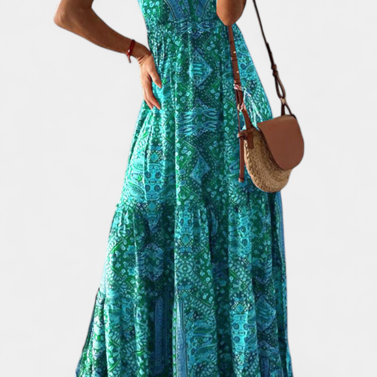 Saira Vestido Vintage con Estampado Floral y Cintura Alta