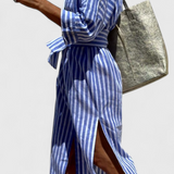 Sherlyn Vestido Camisero de Rayas con Estilo Atemporal