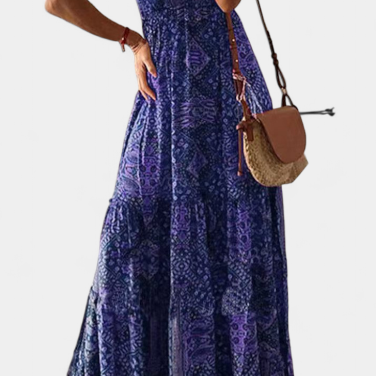 Saira Vestido Vintage con Estampado Floral y Cintura Alta