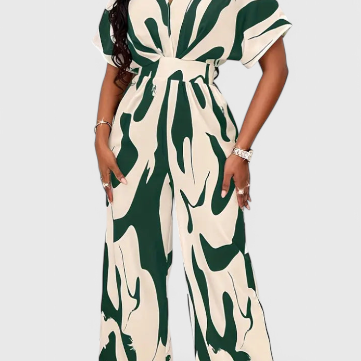 Zahara Mono Abstracto con Cintura Ajustada