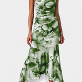 Abigail Vestido Largo de Floral con Una Sola Manga