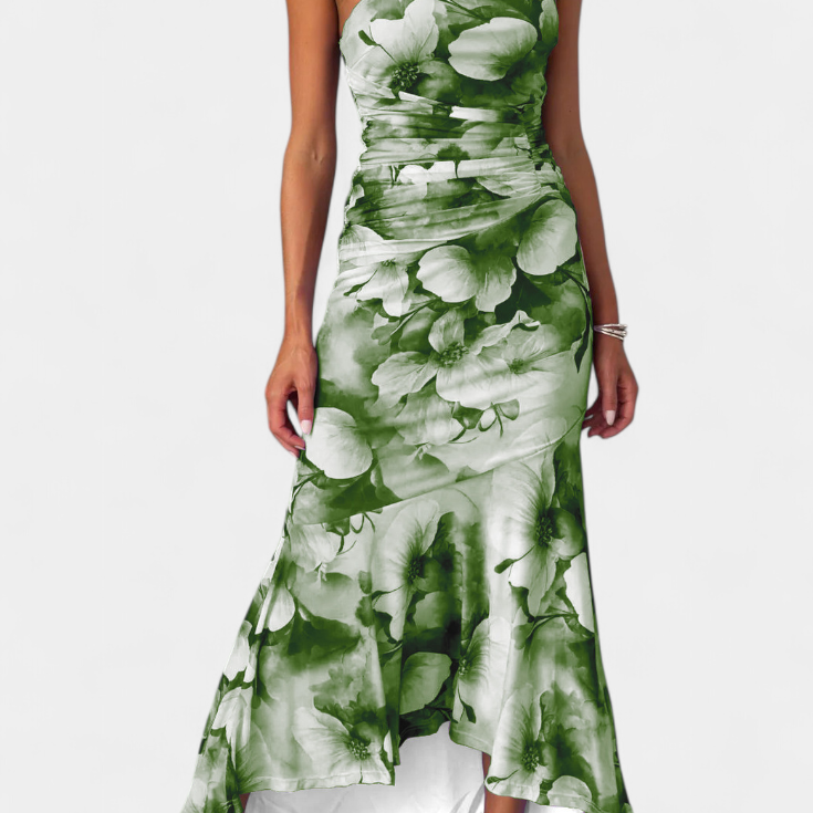 Abigail Vestido Largo de Floral con Una Sola Manga