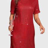 Loreen Vestido Mini con Brillos y Corte Relajado